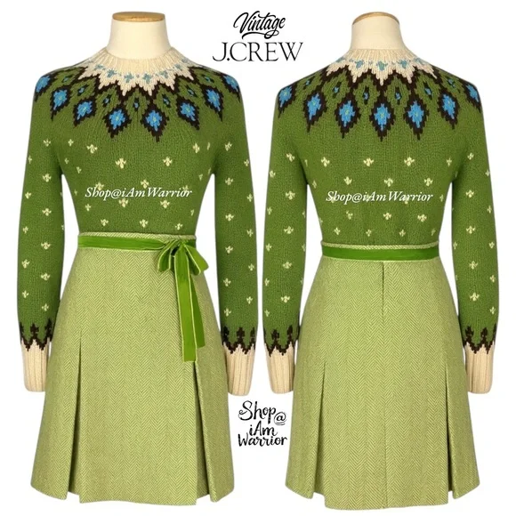 J.Crew vintage apple green Nordic fair isle handknit sweater *shop@iamwarrior - Picture 4 of 11